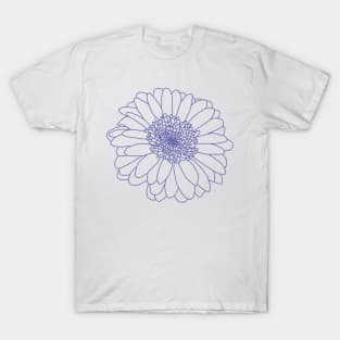 Very Peri Periwinkle Blue Gerbera Floral Line Drawing Color of the Year 2022 T-Shirt